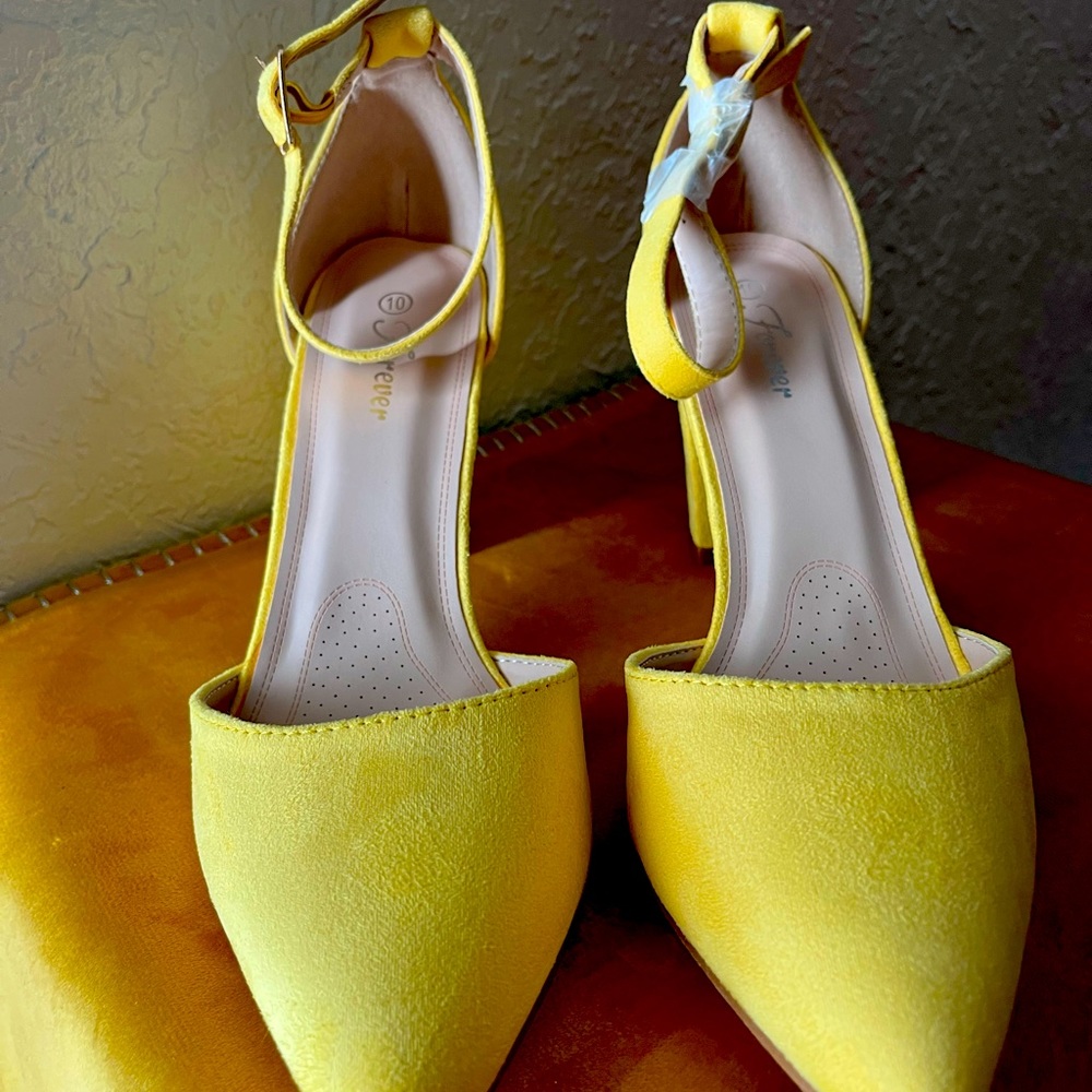 Forever yellow block heels